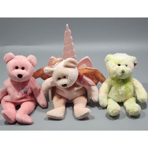 Ty Beanie Babies Lot Of 3 Flora 2007 Halo 1998 Mum 2001 All With Tush Tags Only